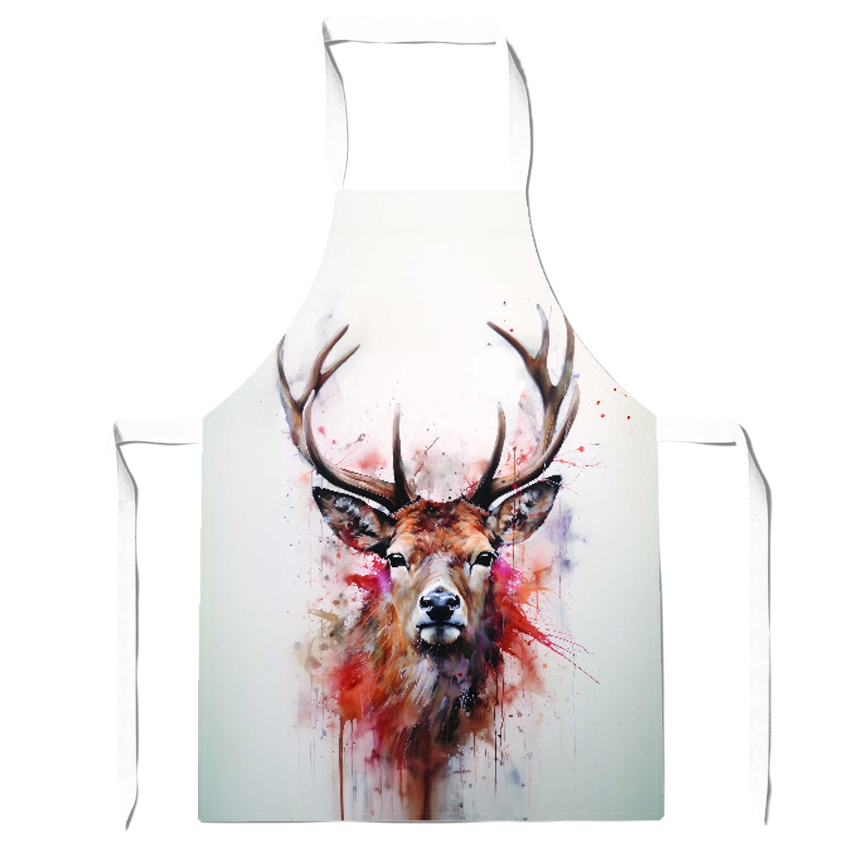 Watercolour Splashart Stag Face Apron
