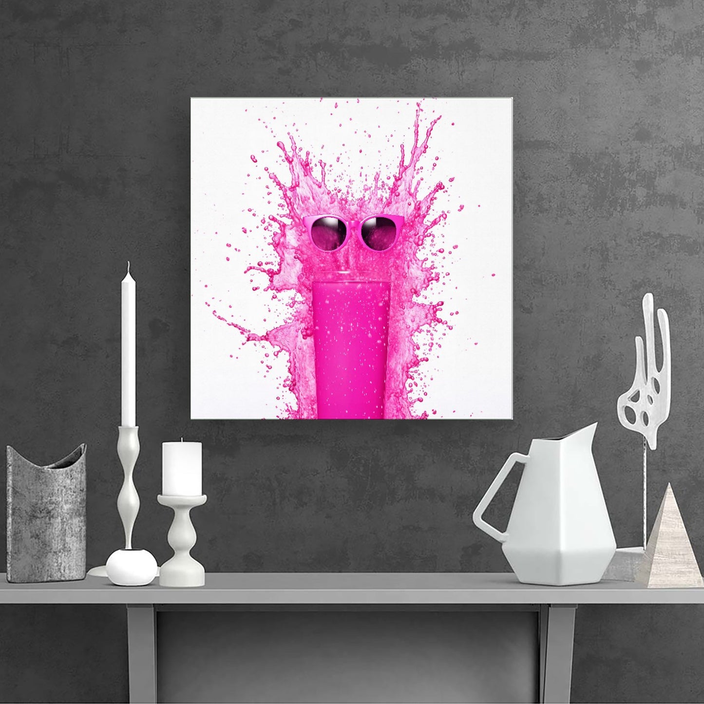Pink Splashart Glass Canvas