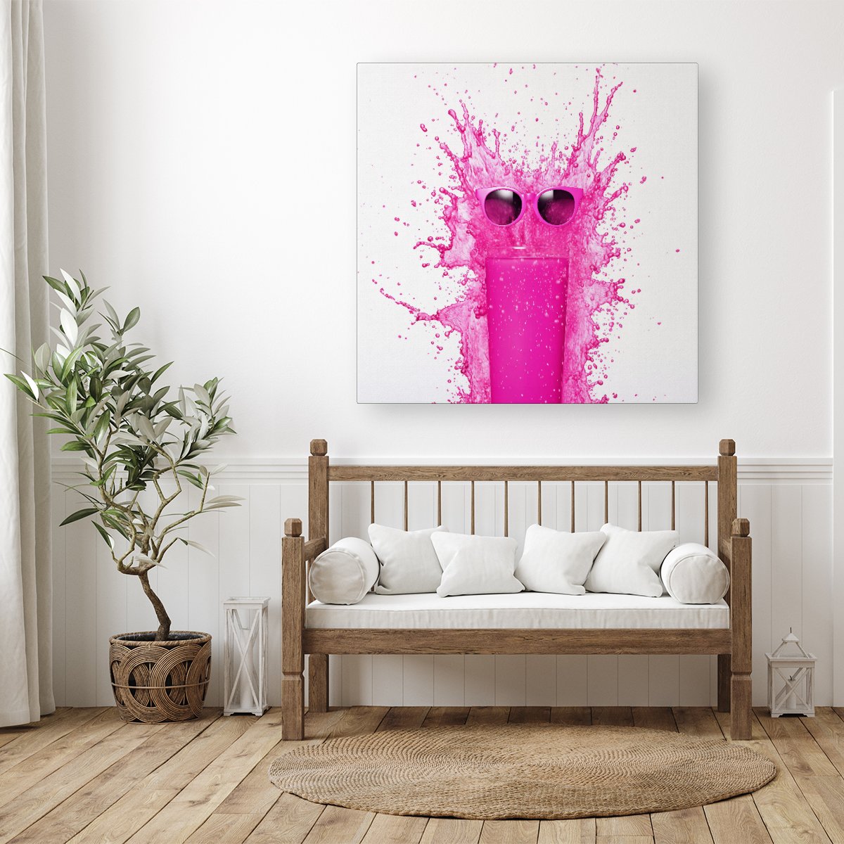 Pink Splashart Glass Canvas