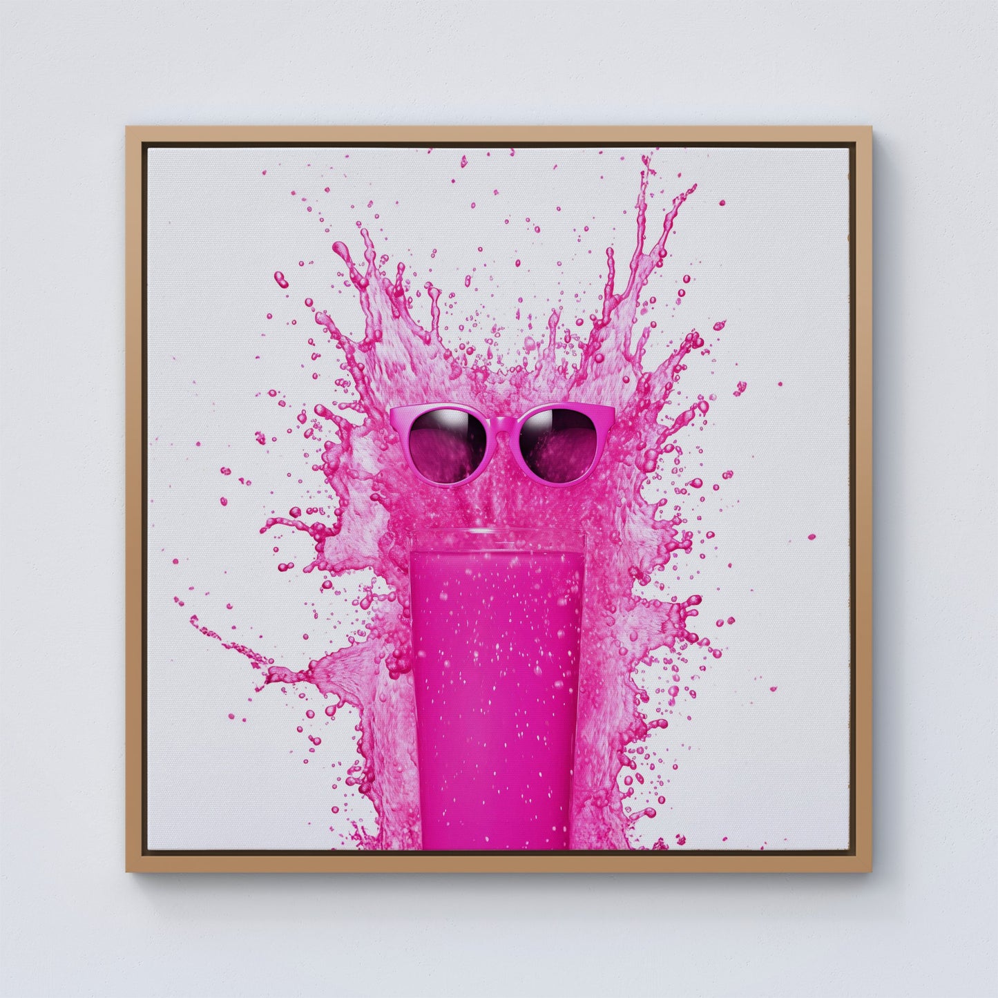Pink Splashart Glass Framed Canvas