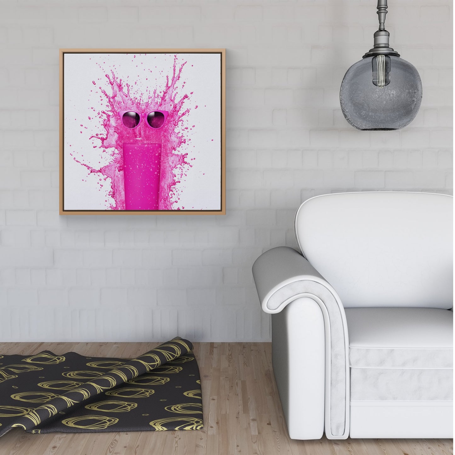 Pink Splashart Glass Framed Canvas