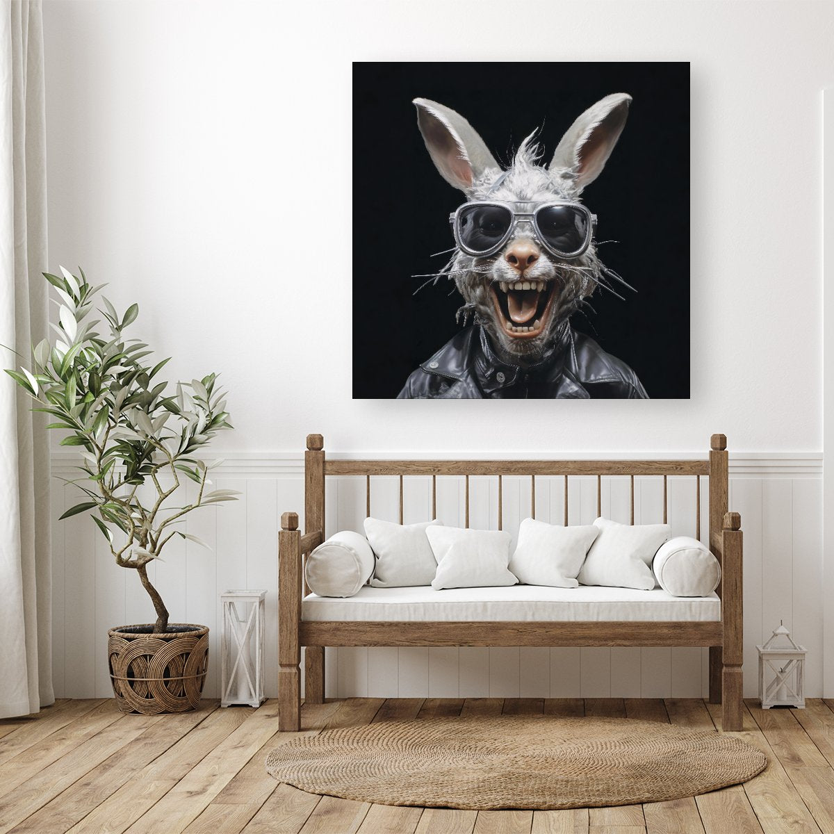 Funky Rabbit Face Canvas