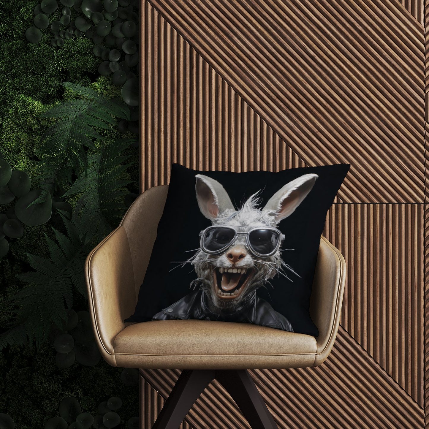 Funky Rabbit Face Outdoor Cushion