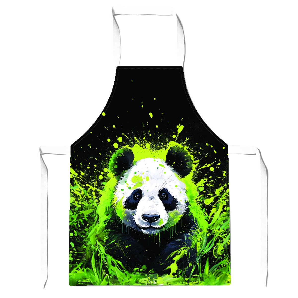 Green Splashart Panda Face Apron