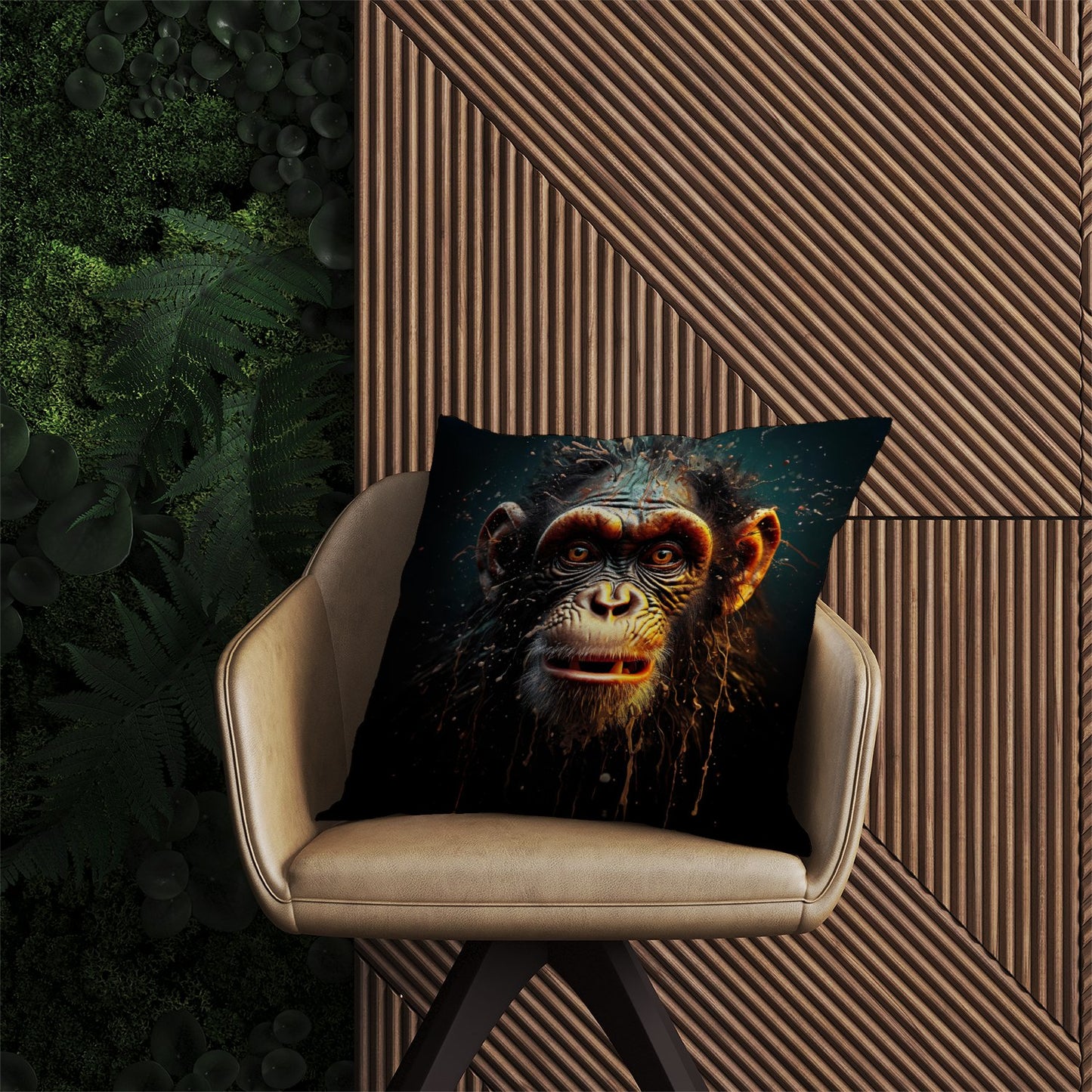 Splashart Monkey Face Outdoor Cushion
