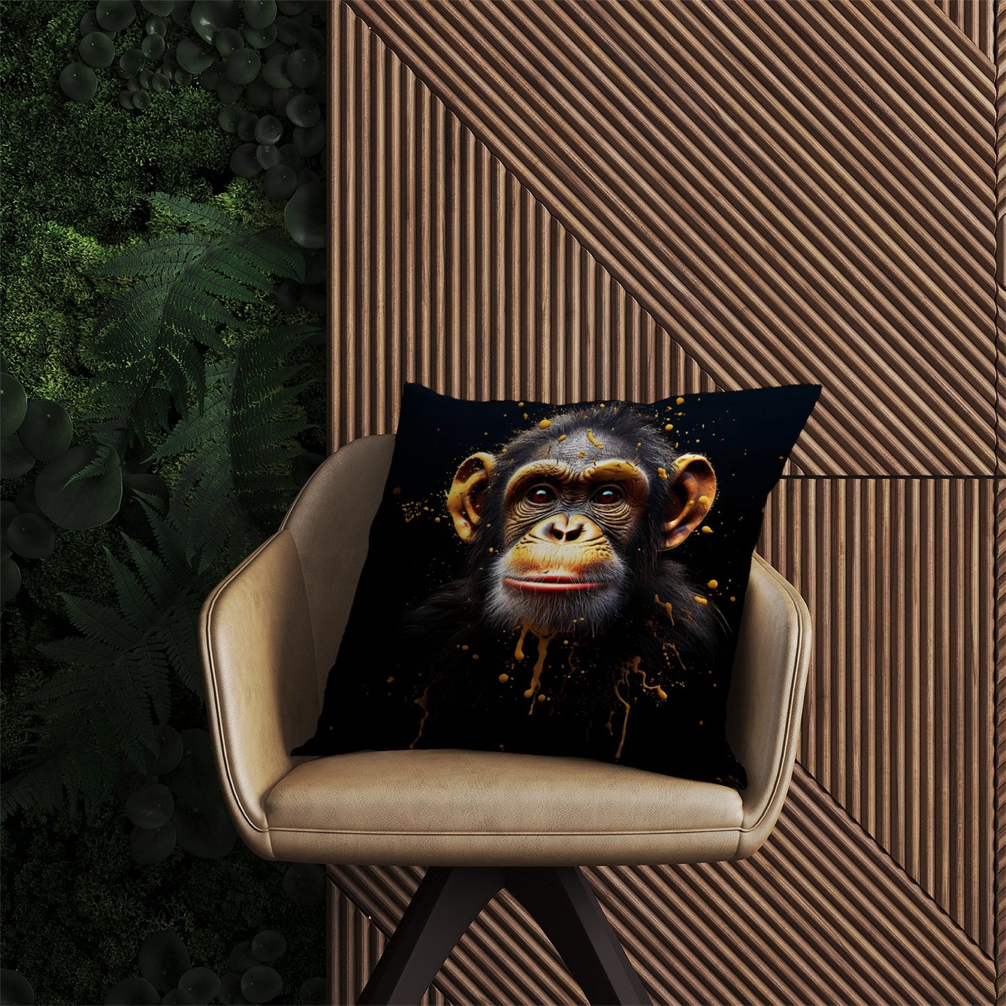 Splashart Cheeky Chimp Face Outdoor Cushion