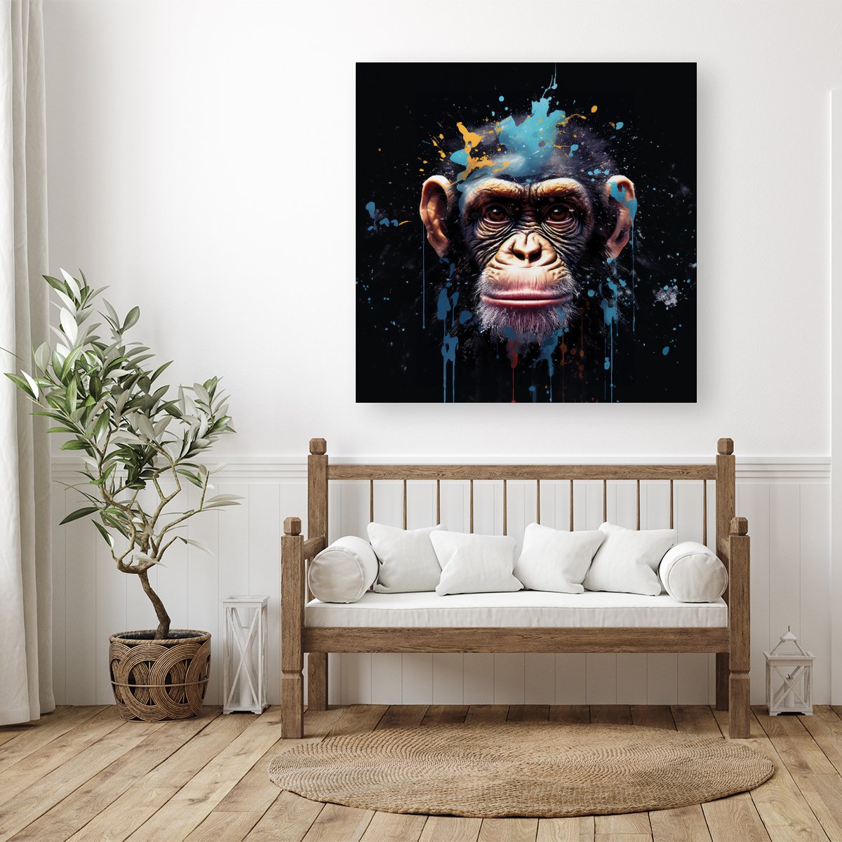 Monkey Face Splashart with Blue Canvas