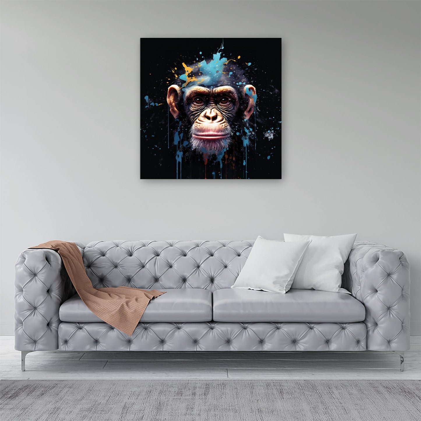 Monkey Face Splashart with Blue Canvas
