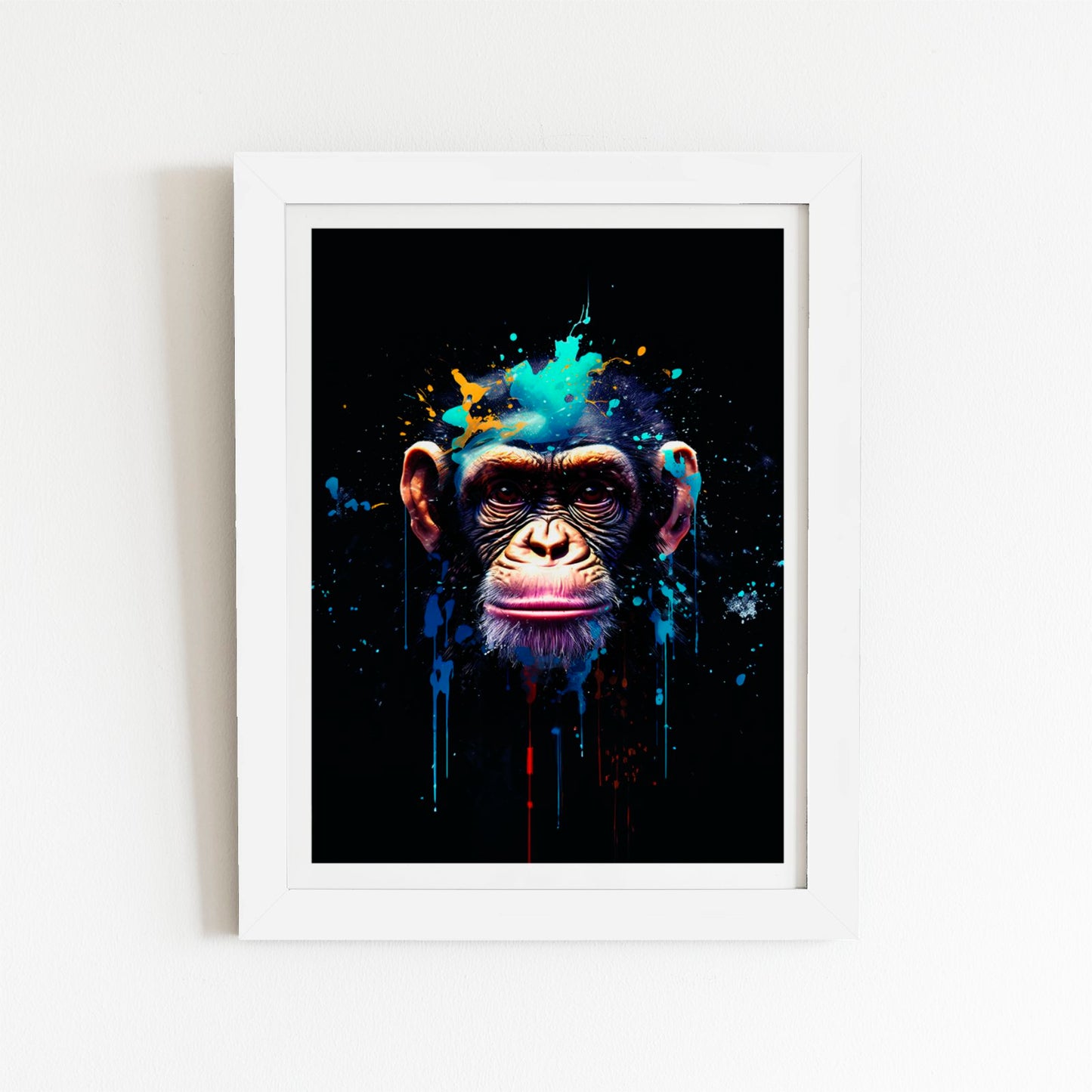 Monkey Face Splashart with Blue Art Prints