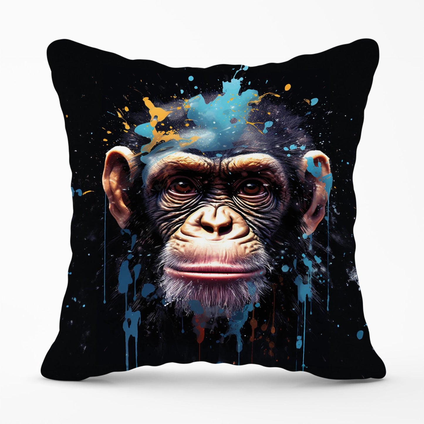 Monkey Face Splashart with Blue Outdoor Cushion
