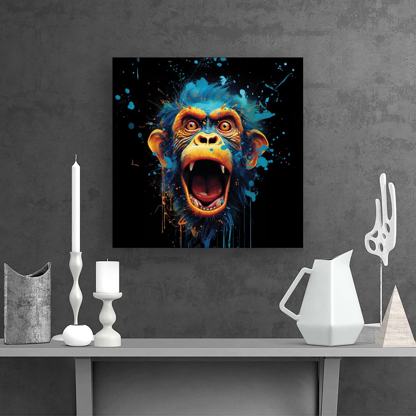 Crazy Monkey face Splashart Canvas