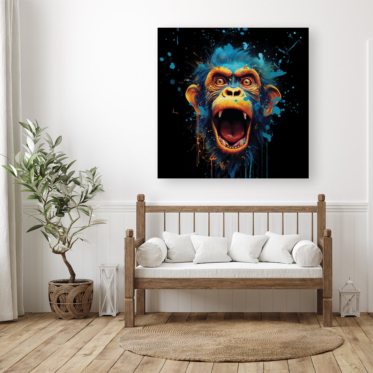 Crazy Monkey face Splashart Canvas