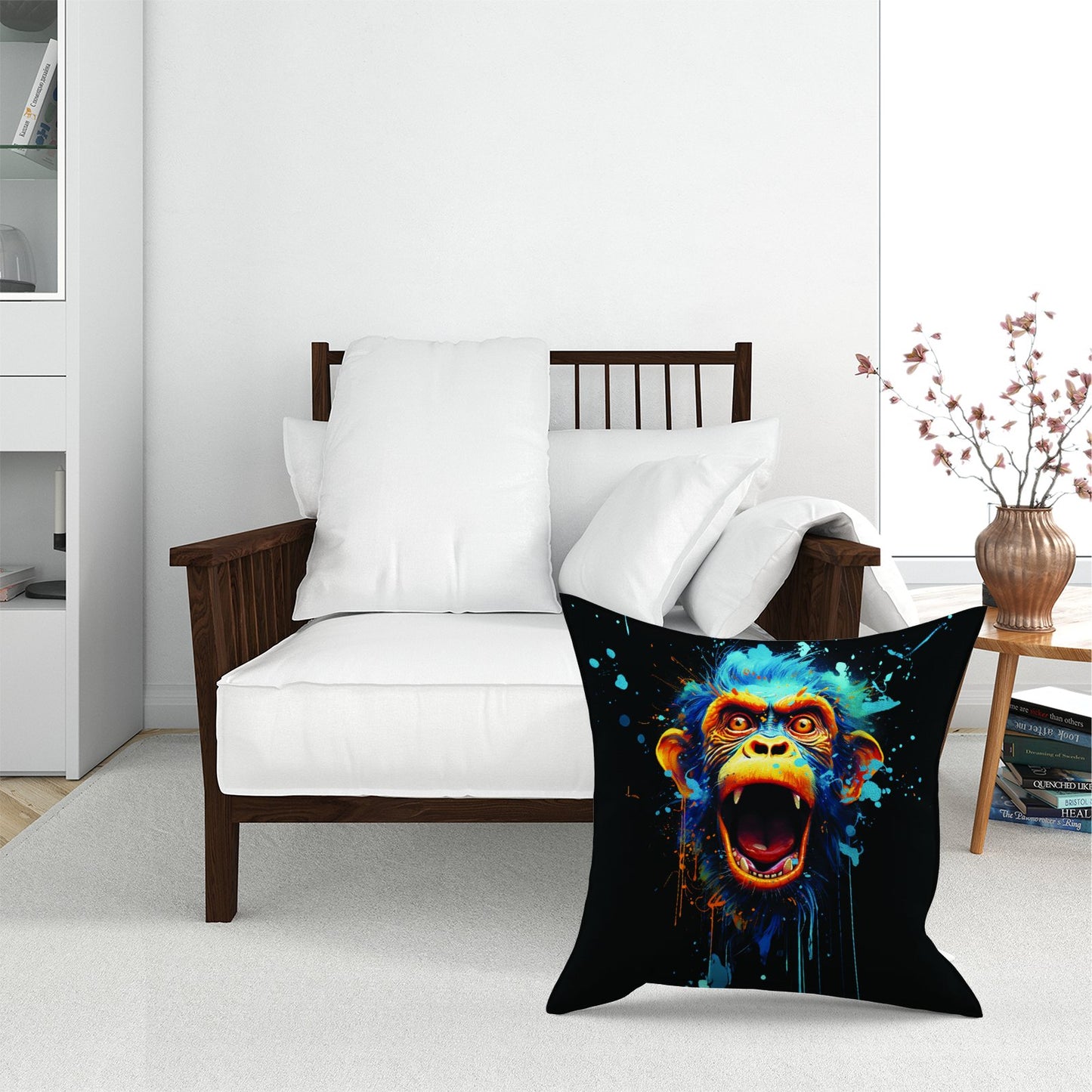 Crazy Monkey Face Splashart Floor Cushion