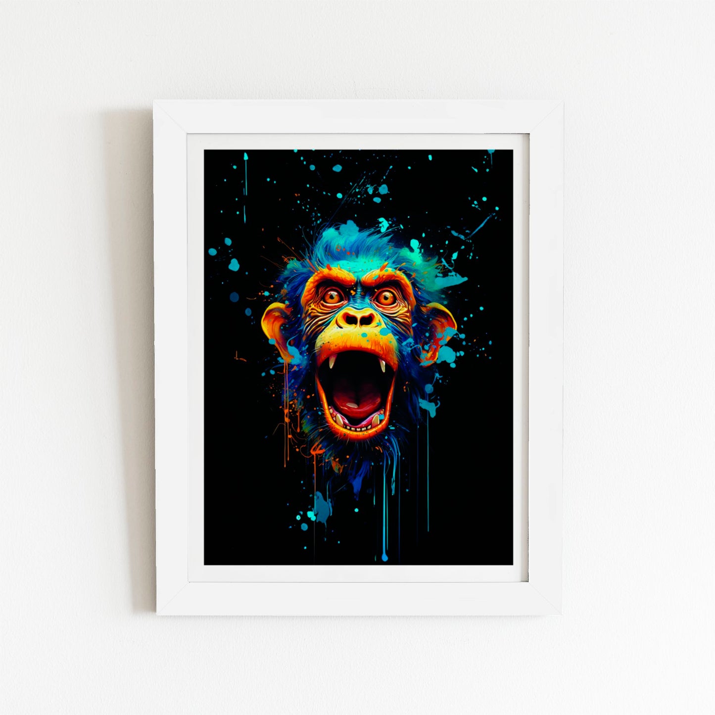 Crazy Monkey face Splashart Art Prints