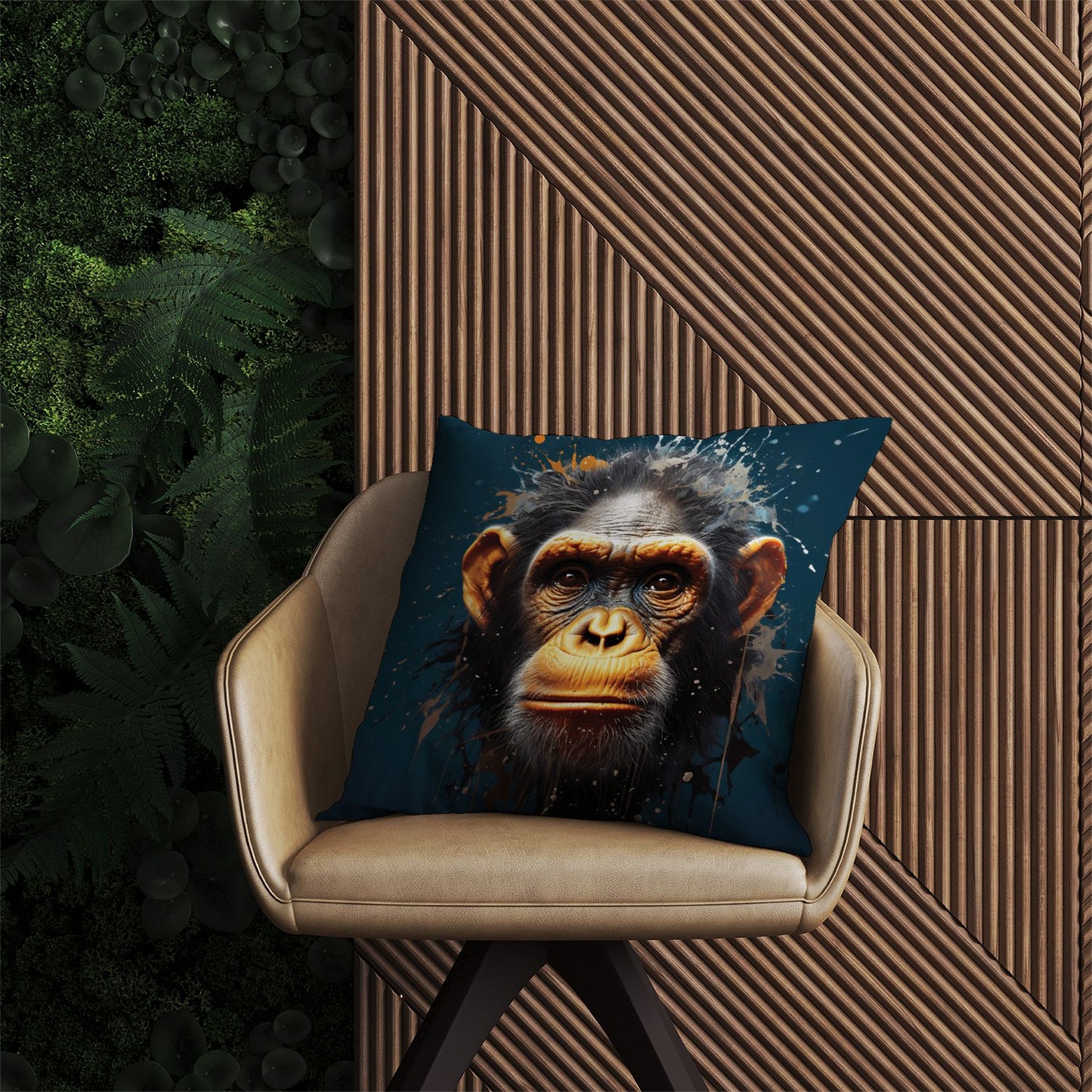 Splashart Realistic Monkey Face Outdoor Cushion