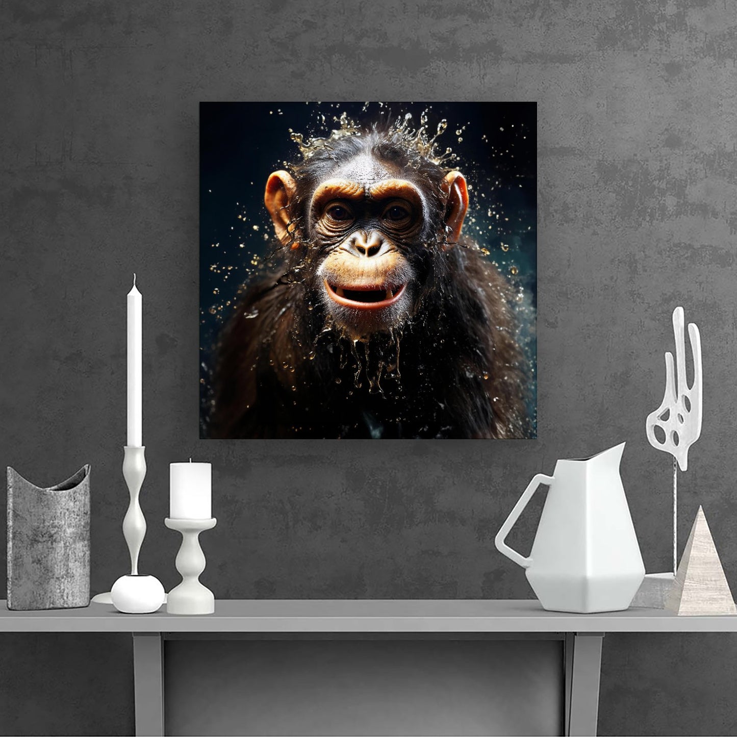 Realistic Monkey Face Splashart Canvas