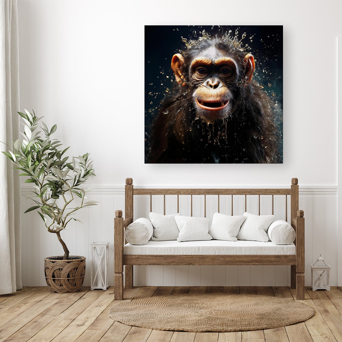 Realistic Monkey Face Splashart Canvas