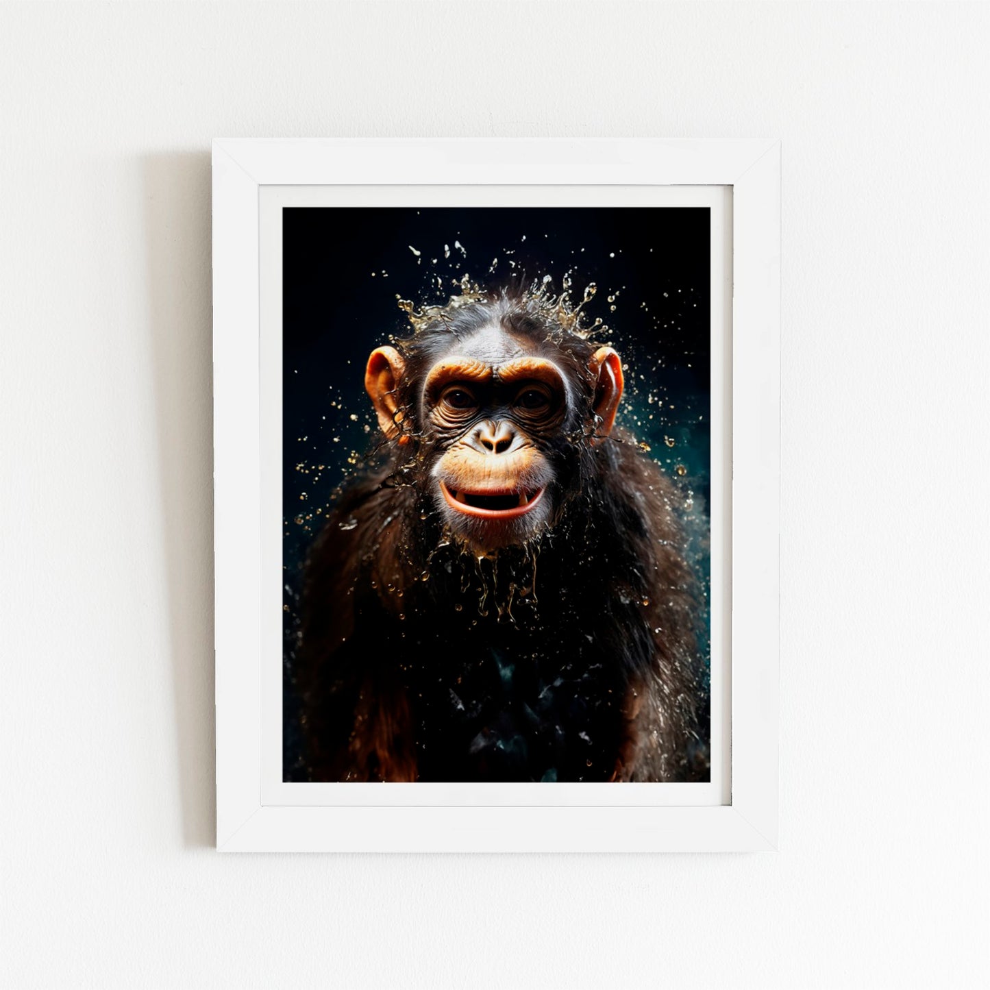 Realistic Monkey Face Splashart Art Prints