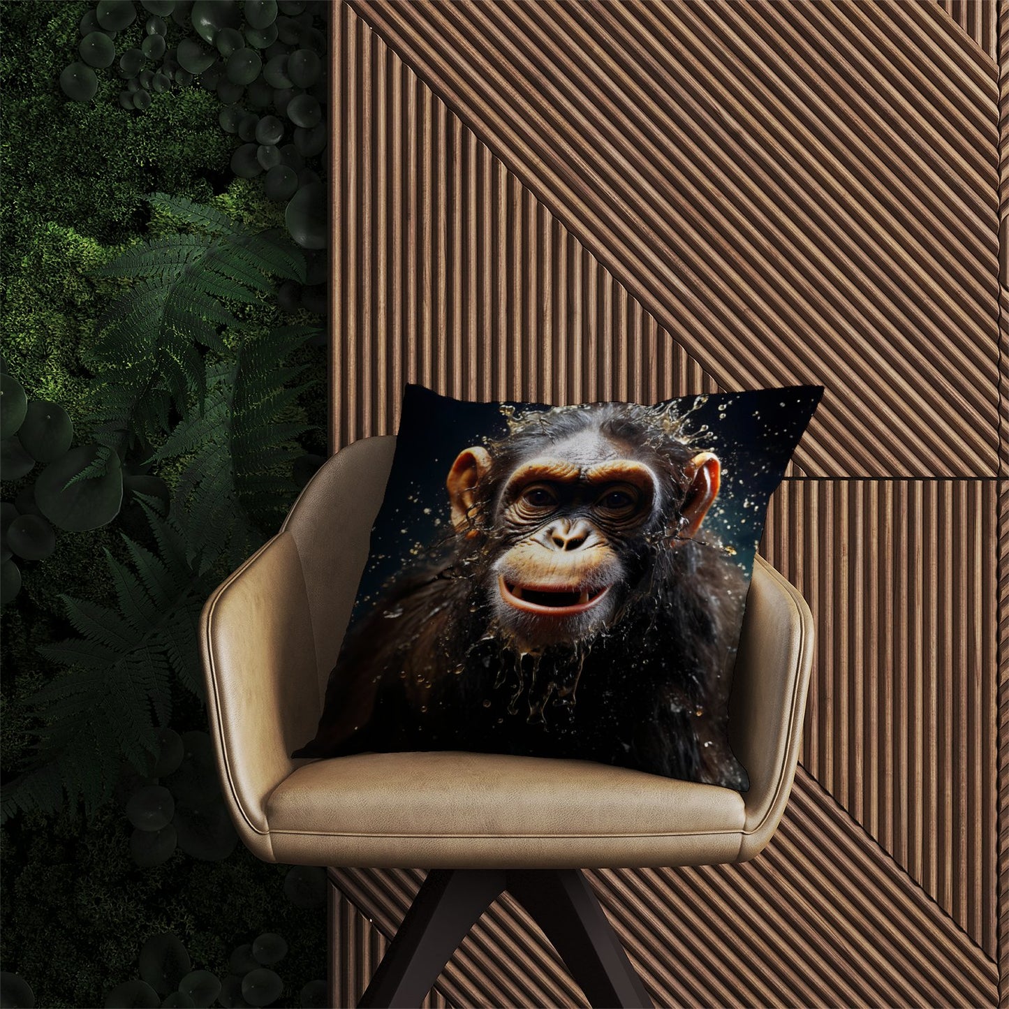 Realistic Monkey Face Splashart Outdoor Cushion