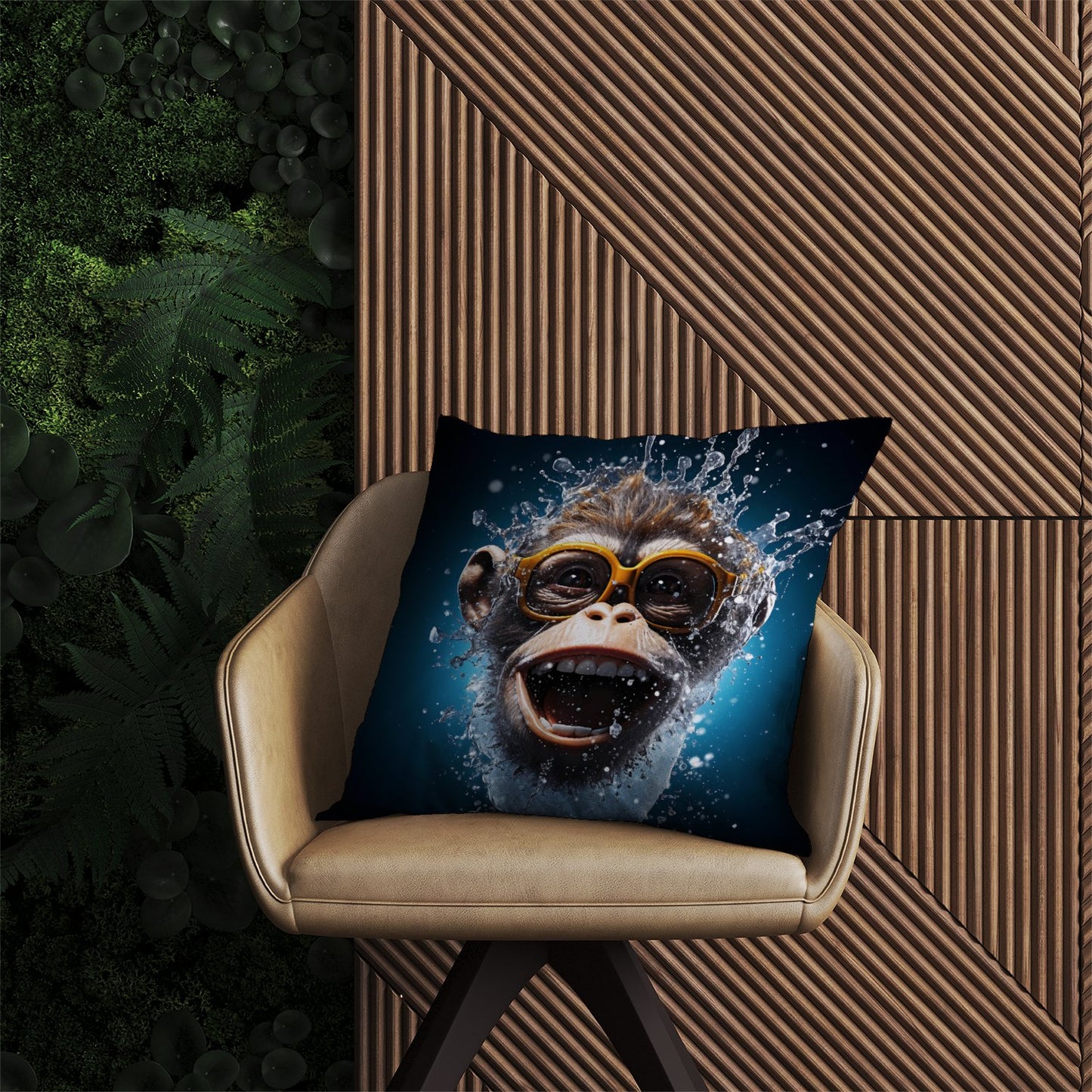 Splashart Cheeky Chimp Face Outdoor Cushion