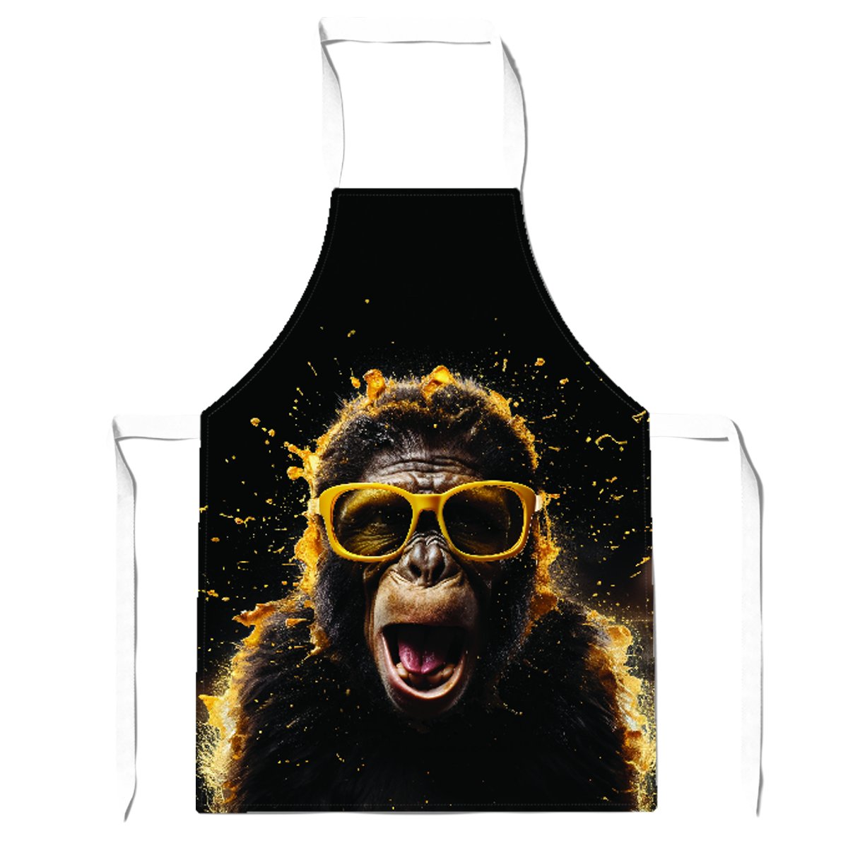 Splashart Monkey Face With Yellow Glasses Apron