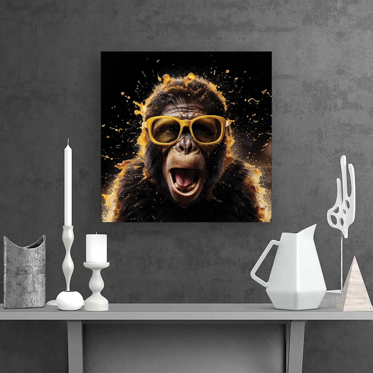 Splashart Monkey Face With Yellow Glasses Canvas