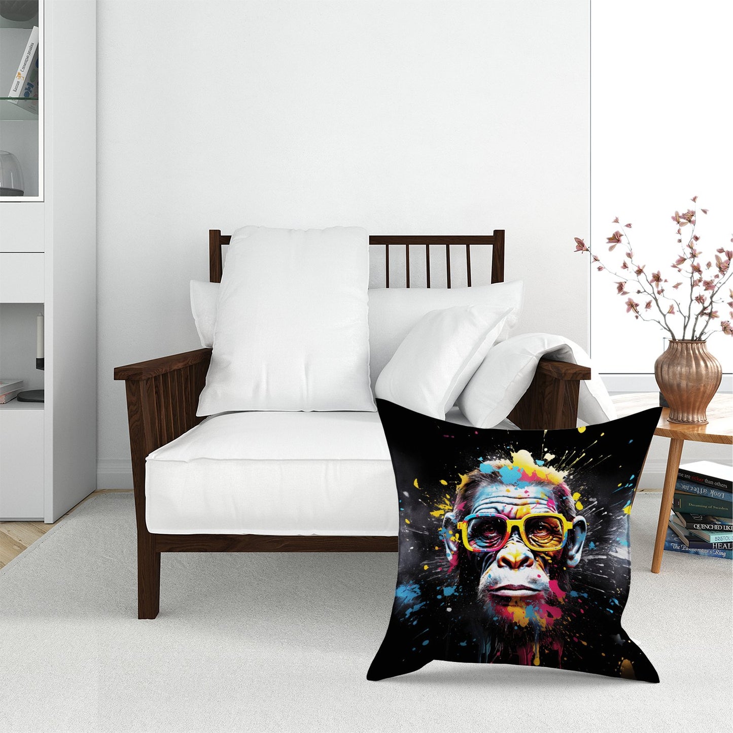 Coloured Splashart Monkey Face Floor Cushion