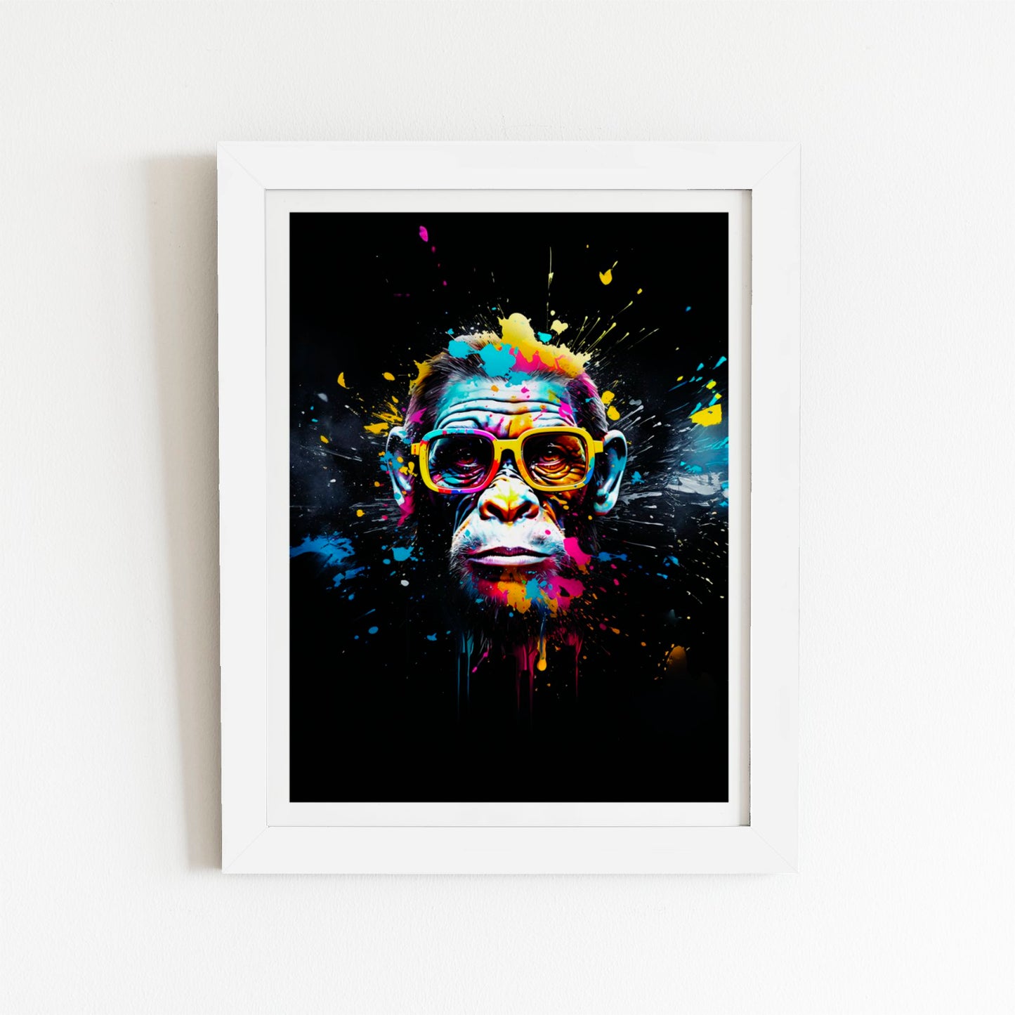 Coloured Splashart Monkey Face Art Prints