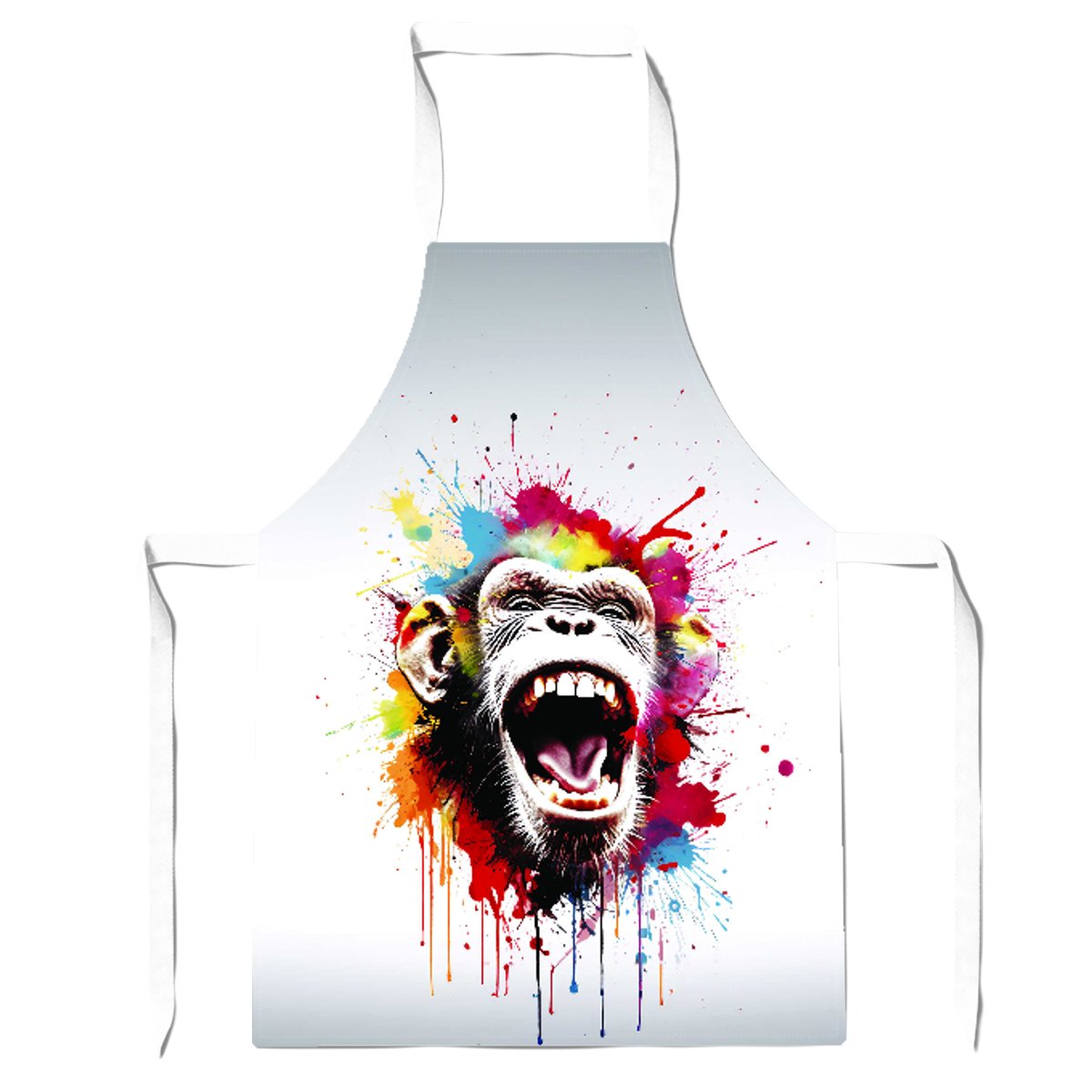 Coloured Splashart Crazy Monkey Face Apron