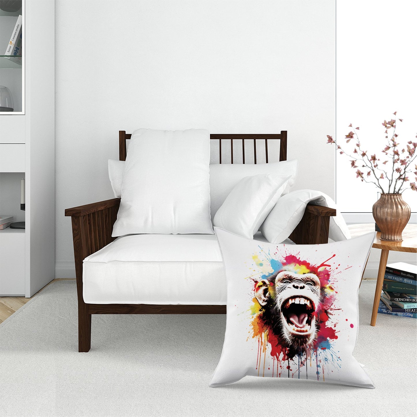 Coloured Splashart Crazy Monkey Face Floor Cushion