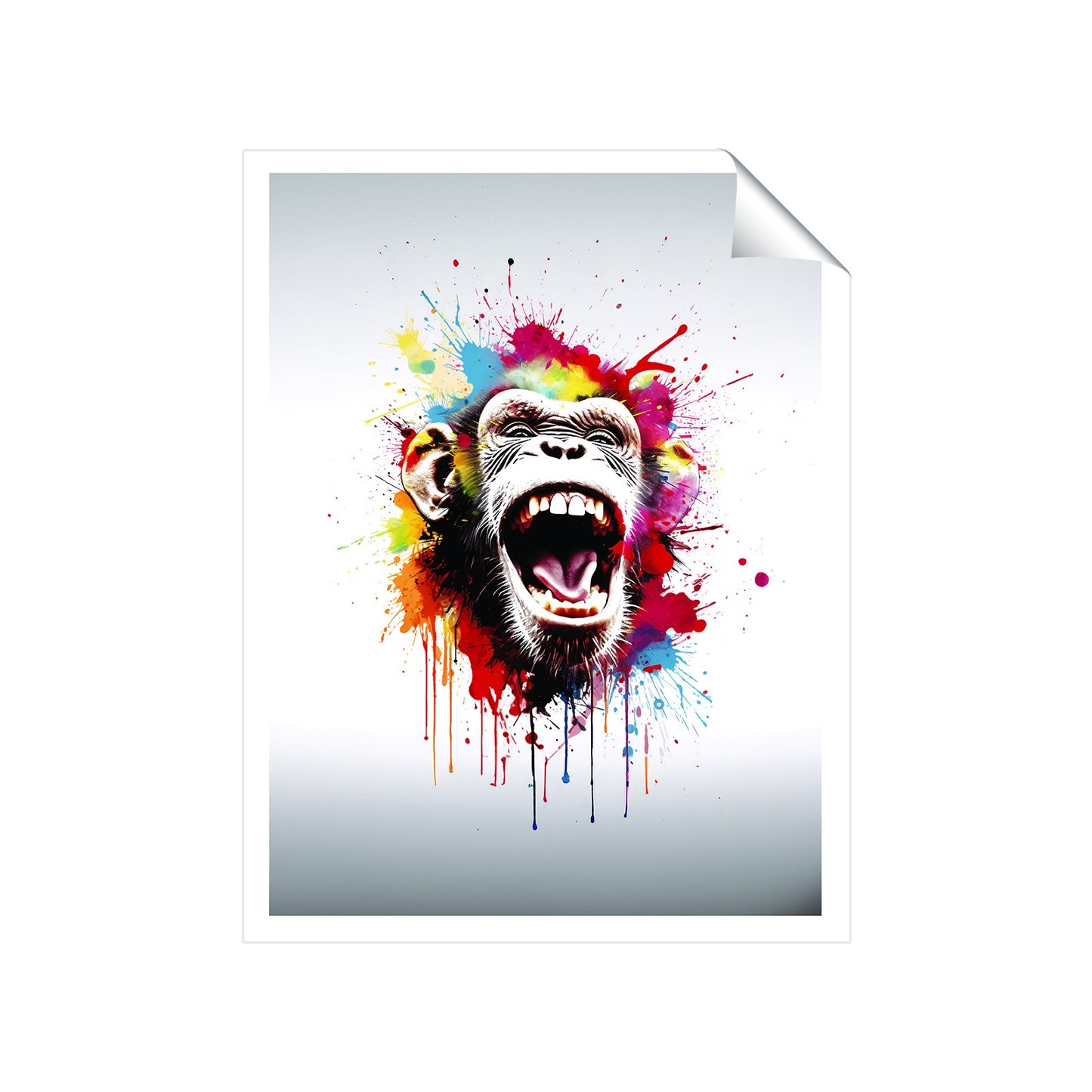 Coloured Splashart Crazy Monkey Face Art Prints