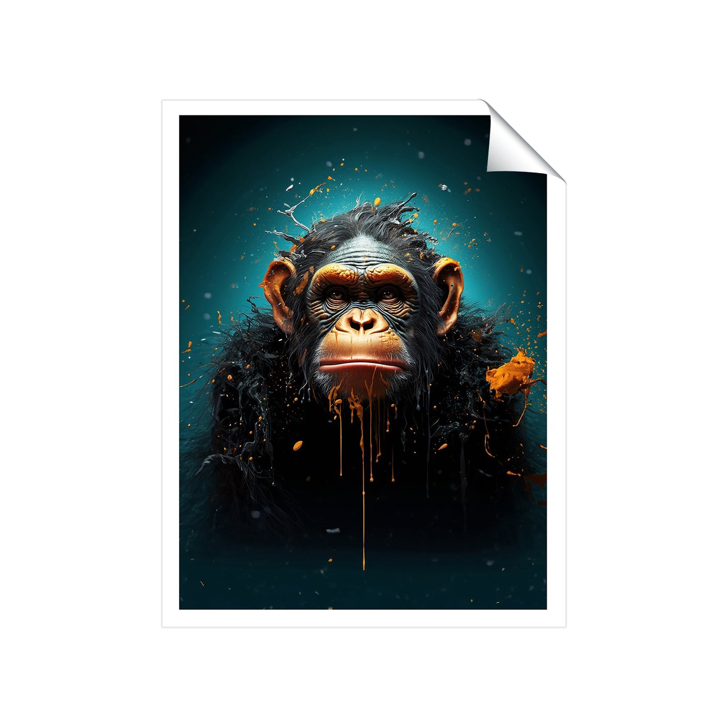 Monkey Face Splashart Blue Art Prints