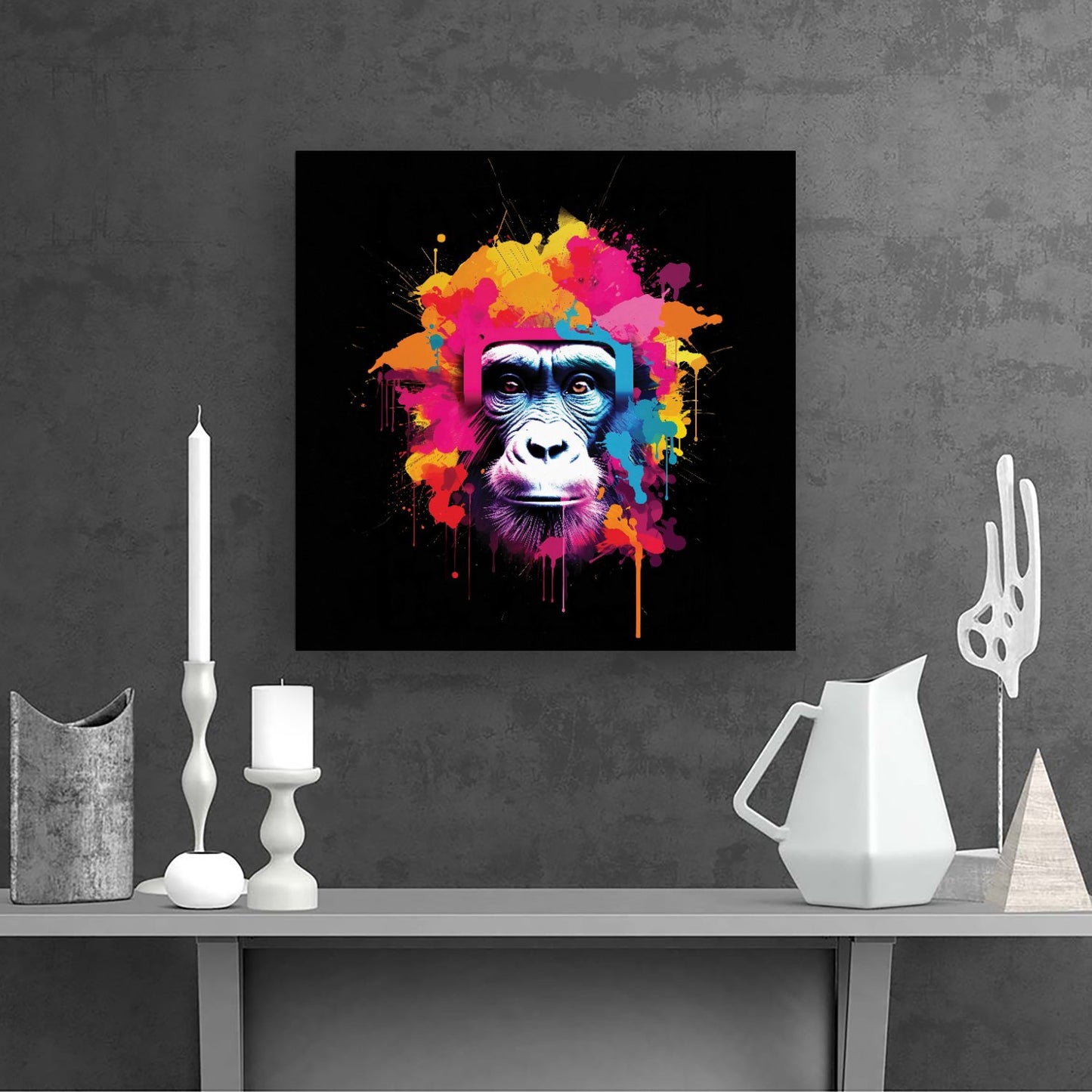 Multi Coloured Monkey Face Canvas