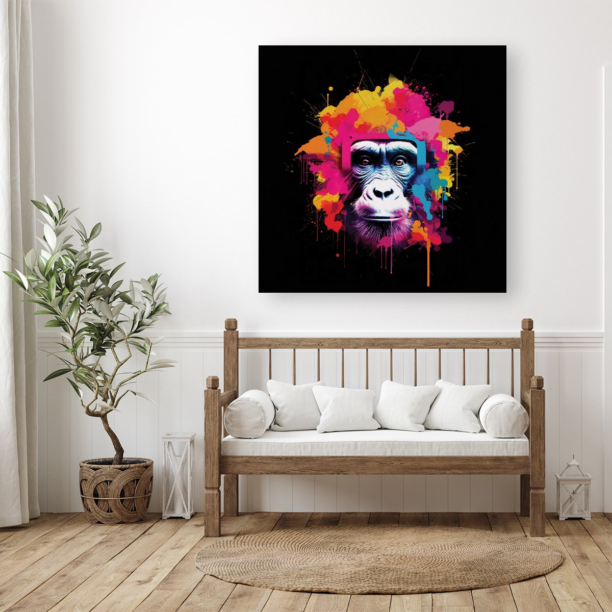 Multi Coloured Monkey Face Canvas