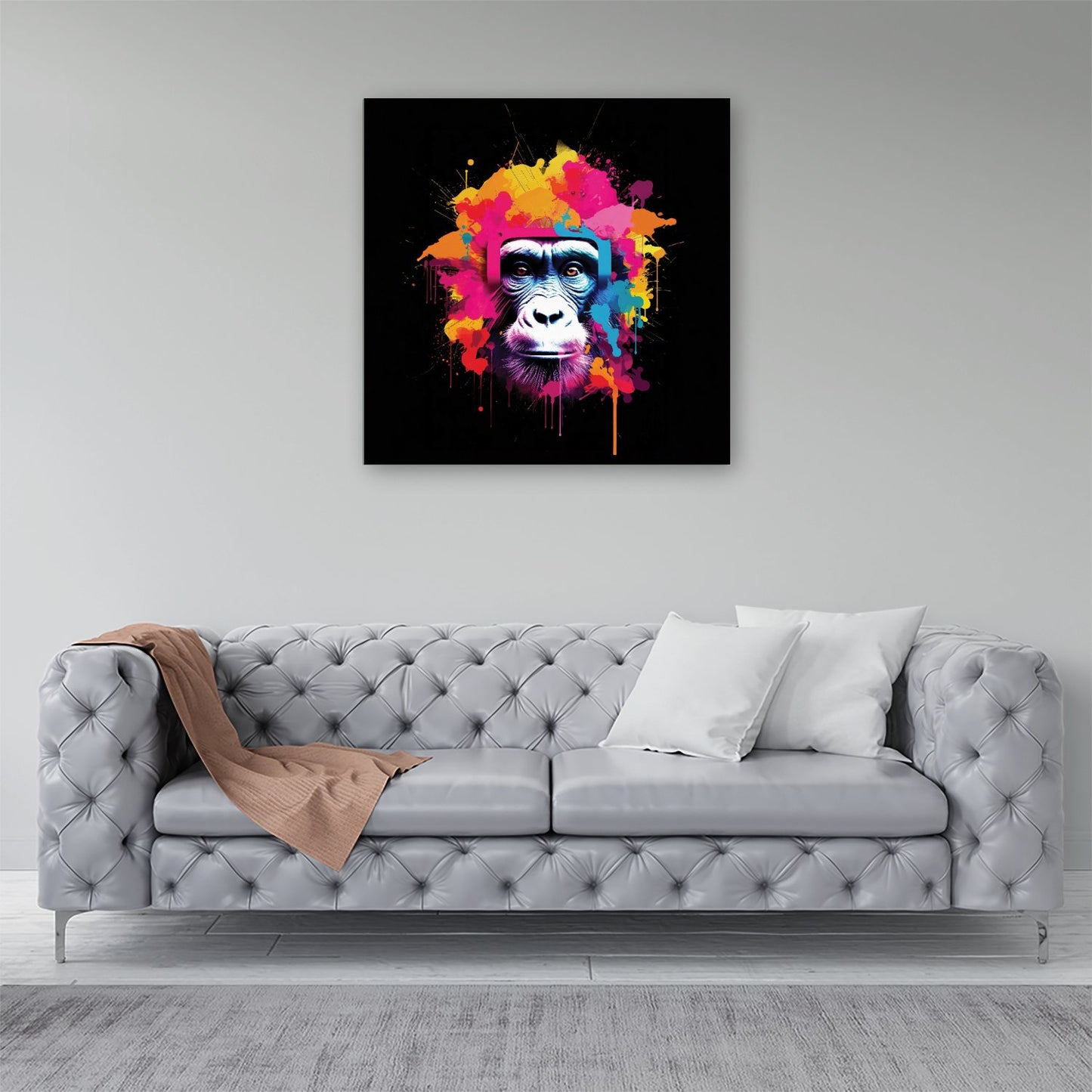 Multi Coloured Monkey Face Canvas