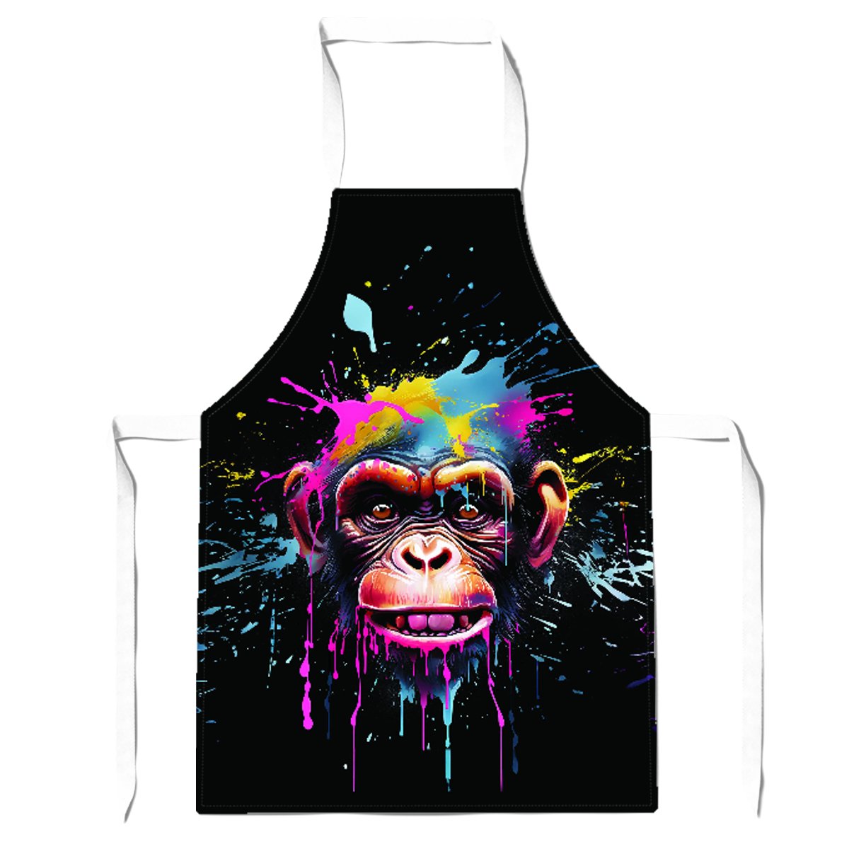 Multi Coloured Monkey Face Splashart Apron