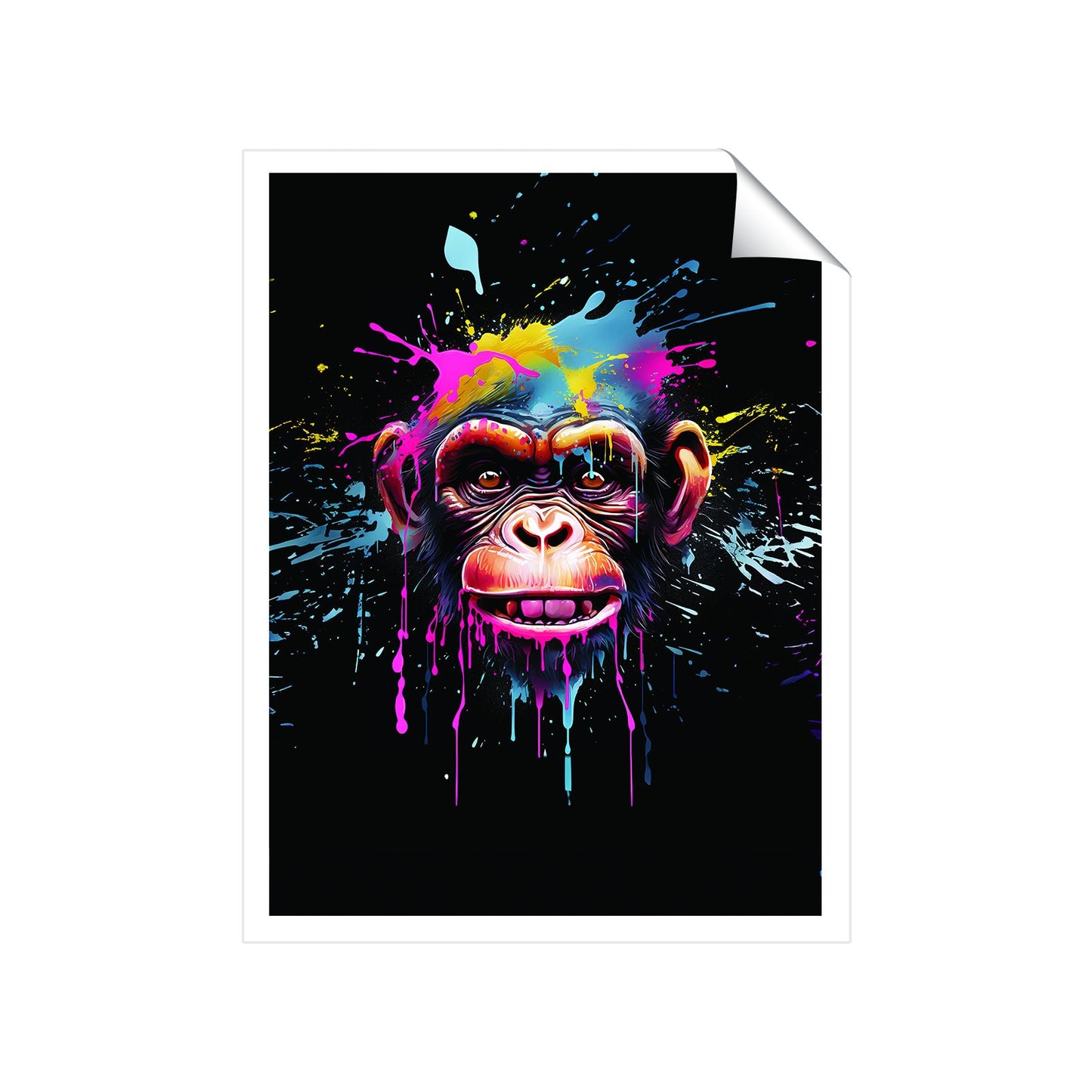 Multi Coloured Monkey Face Splashart Art Prints