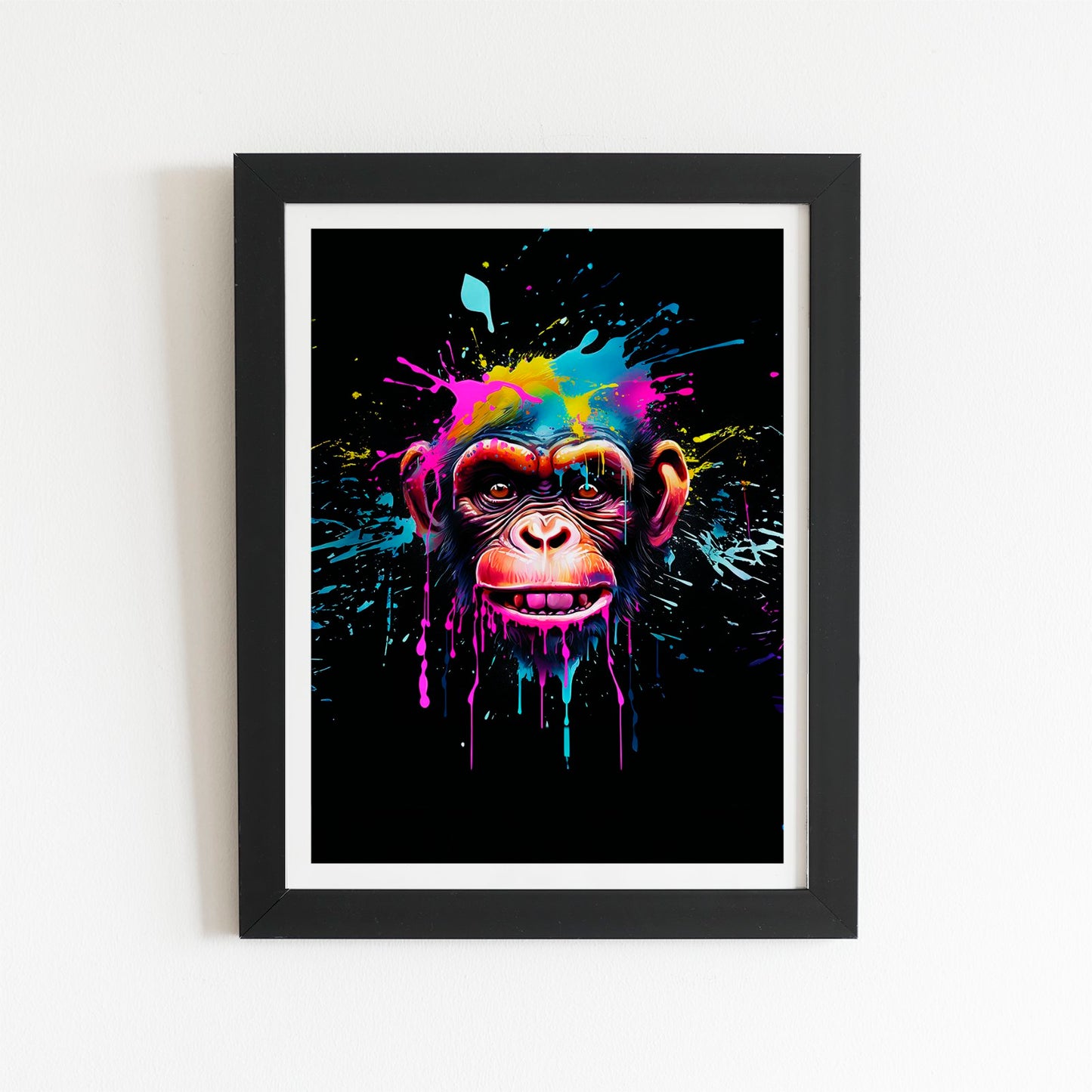 Multi Coloured Monkey Face Splashart Art Prints