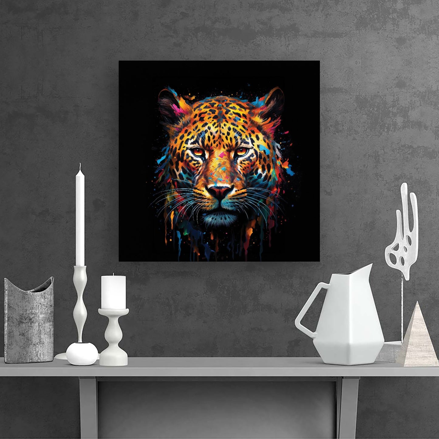 Splashart Leopard Face Canvas