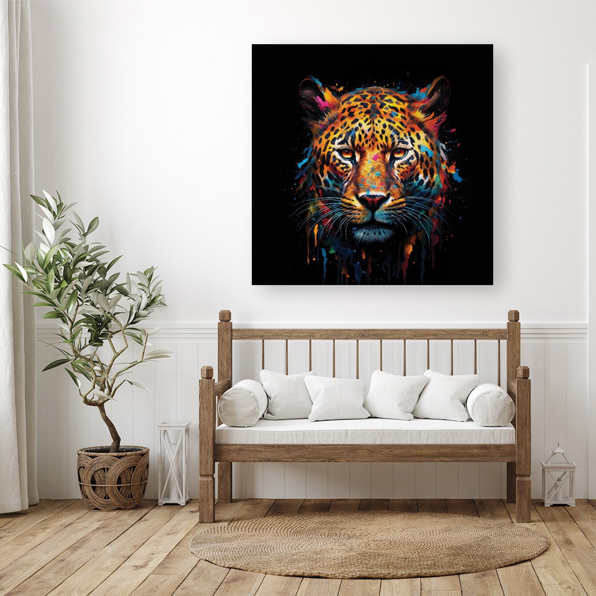 Splashart Leopard Face Canvas