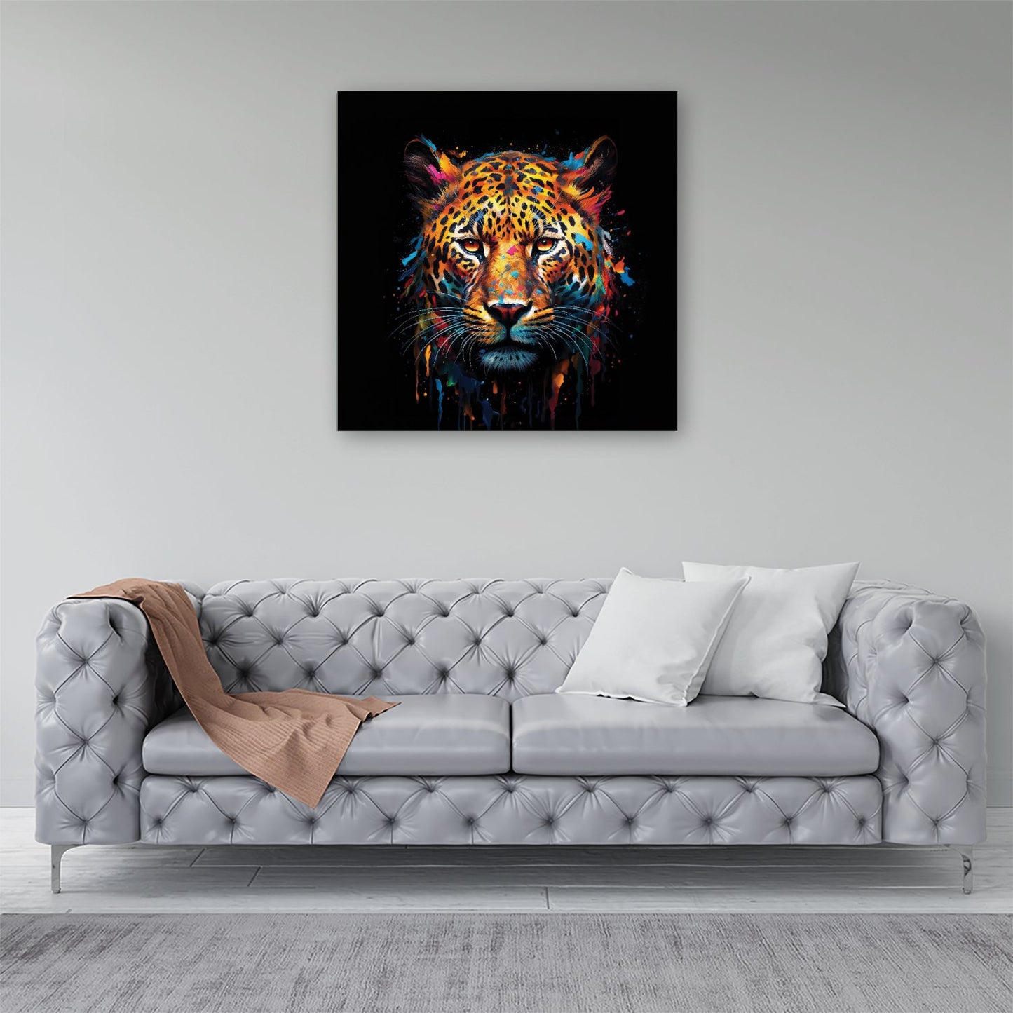 Splashart Leopard Face Canvas
