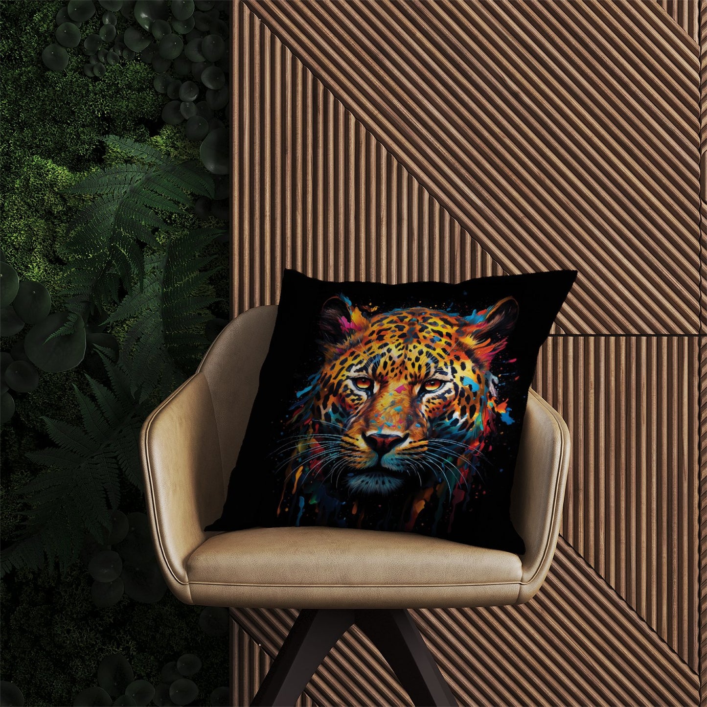 Splashart Leopard Face Outdoor Cushion