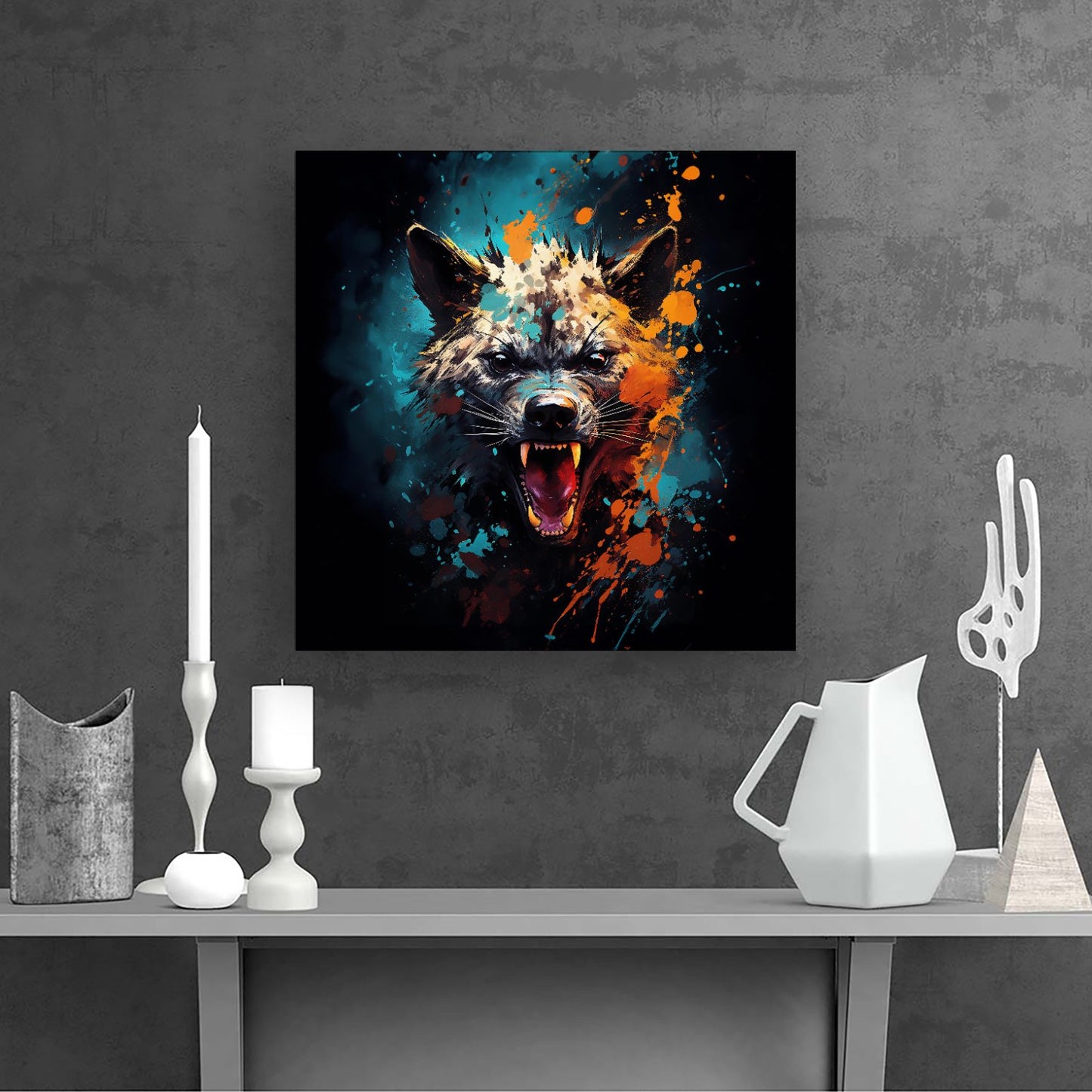 Splashart Angry Hyena Face Canvas