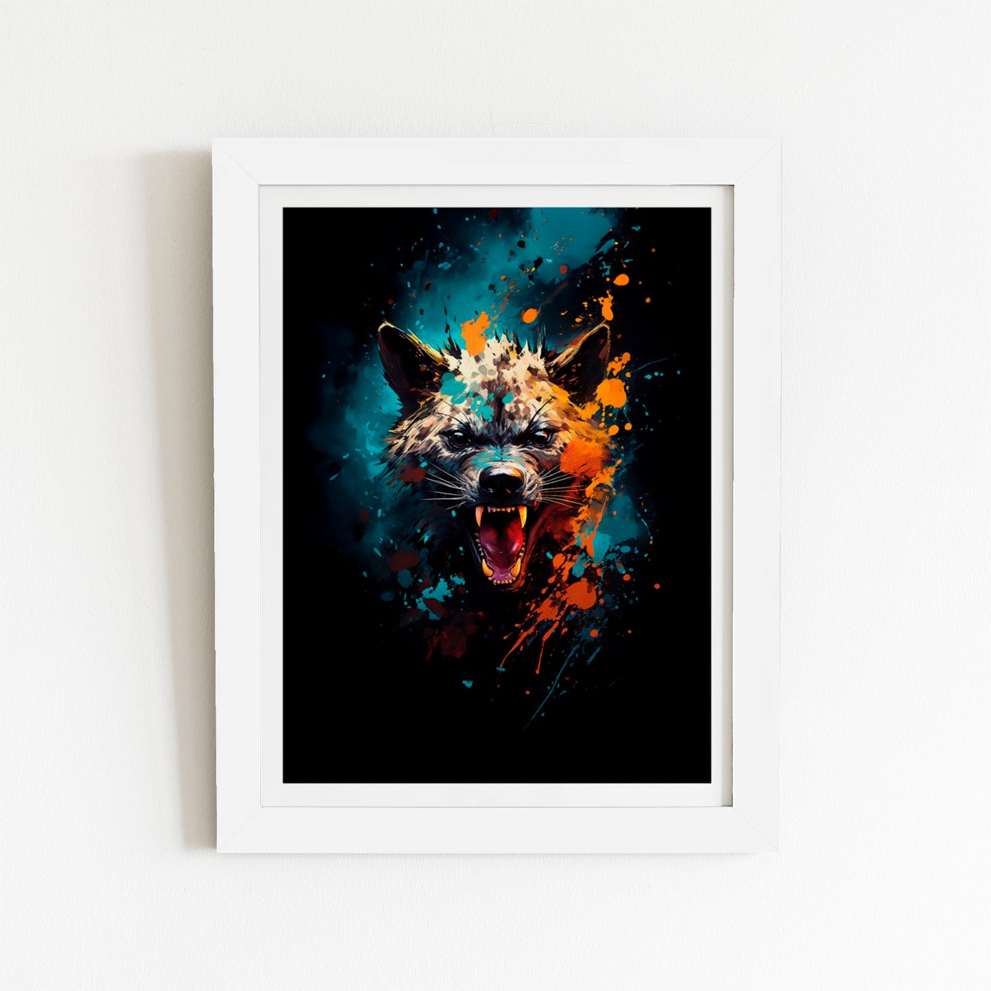 Splashart Angry Hyena Face Art Prints