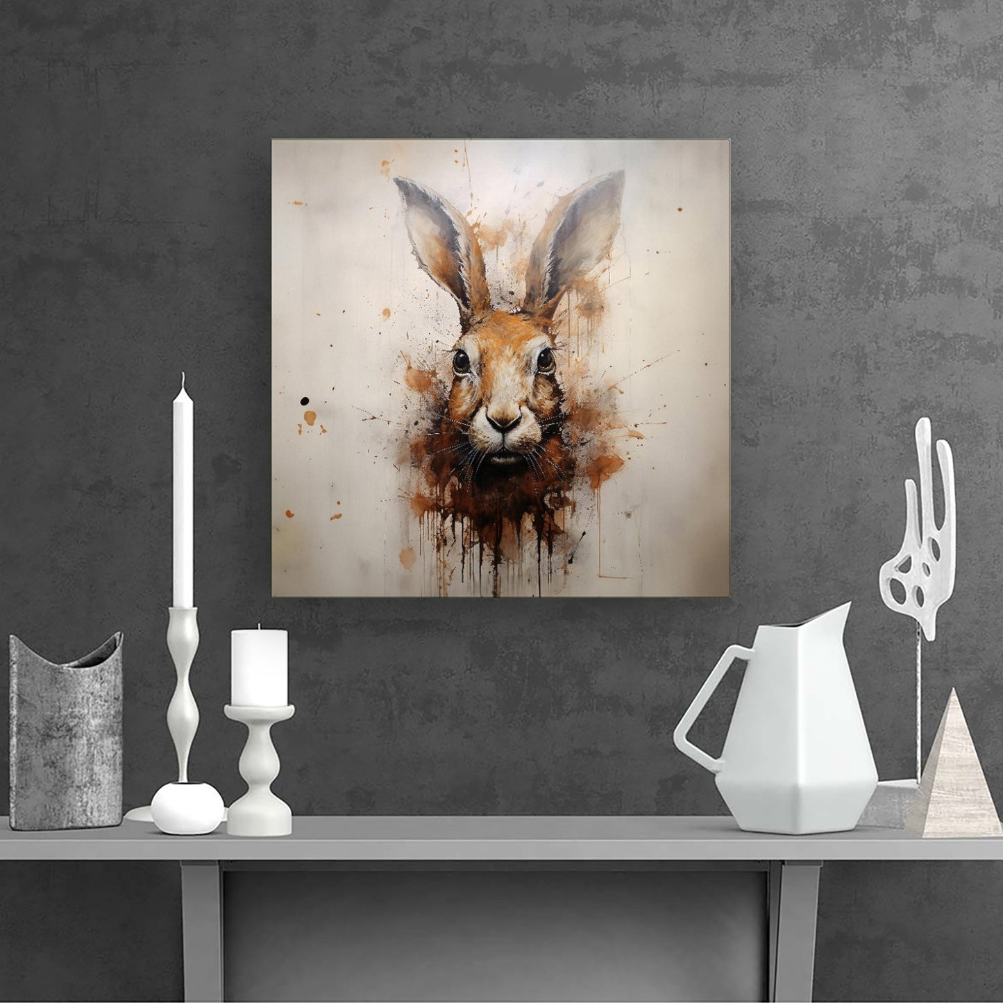 Watercolour Hare Face Canvas