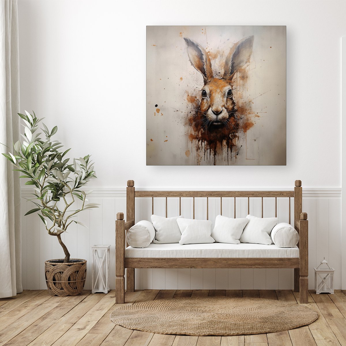 Watercolour Hare Face Canvas
