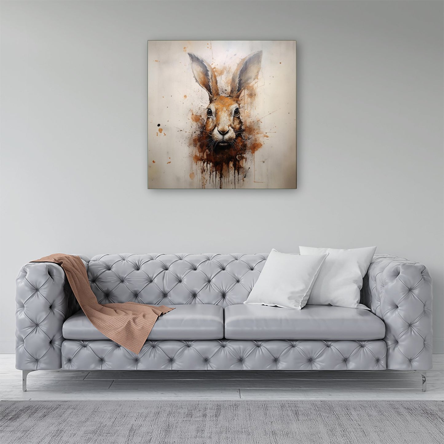 Watercolour Hare Face Canvas
