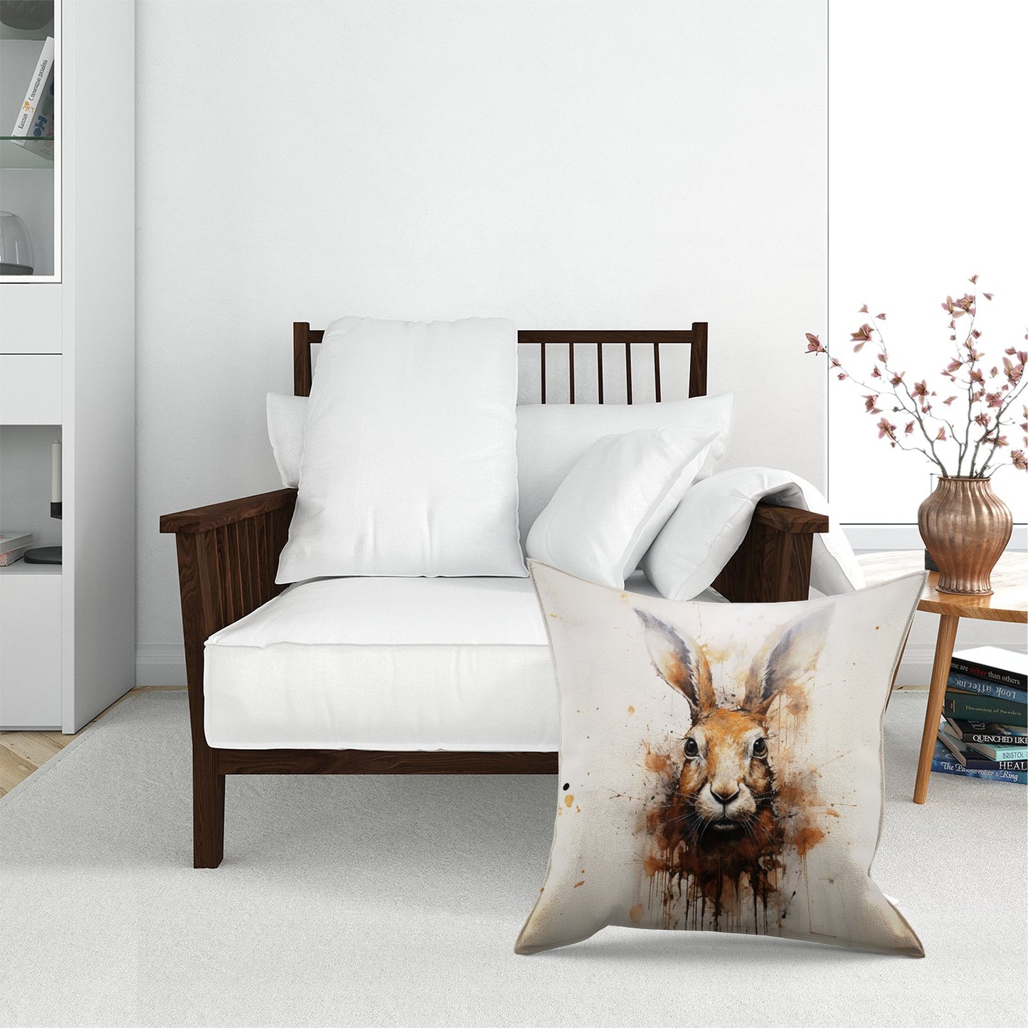 Watercolour Hare Face Floor Cushion