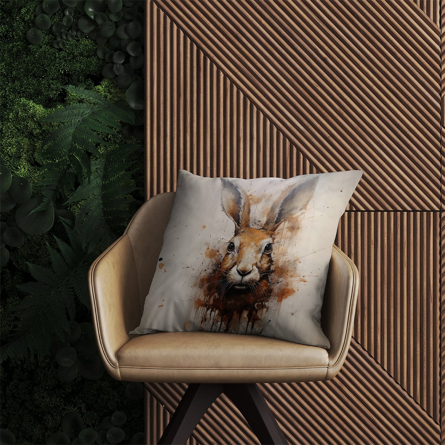 Watercolour Hare Face Outdoor Cushion