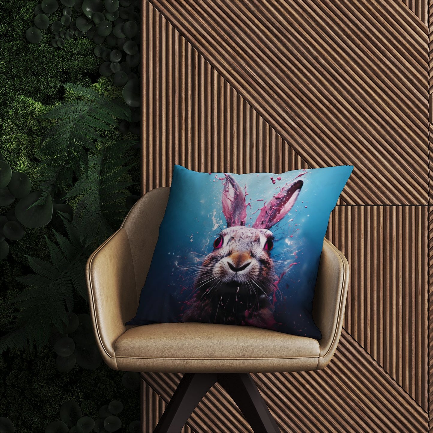 Rabbit Face Splashart Outdoor Cushion